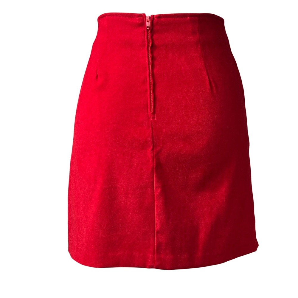 PROFILE Red Mini Skirt with Slit High Waist Zip Back Women's Small - Picture 2 of 7